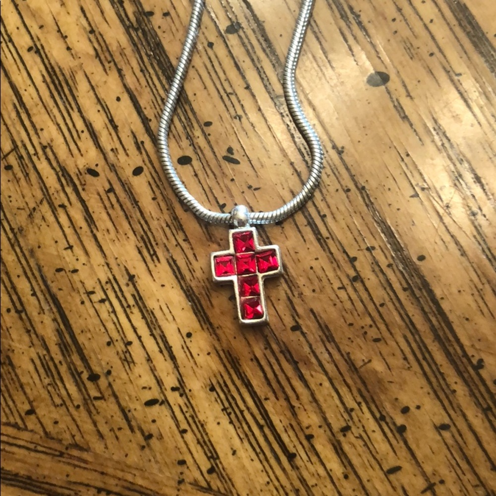 Petite Cross necklace red